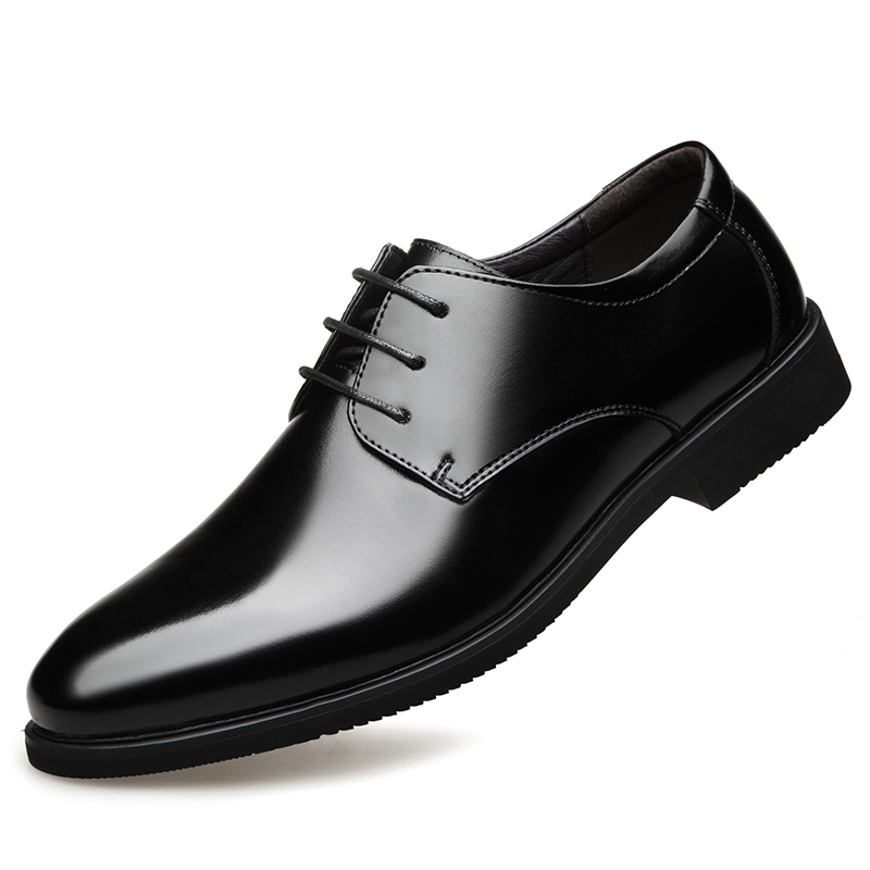 来福狸黑色商务正装内增高皮鞋