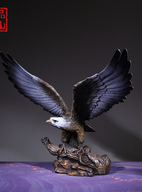 艺品江山黄铜彩铜大展宏图鹰