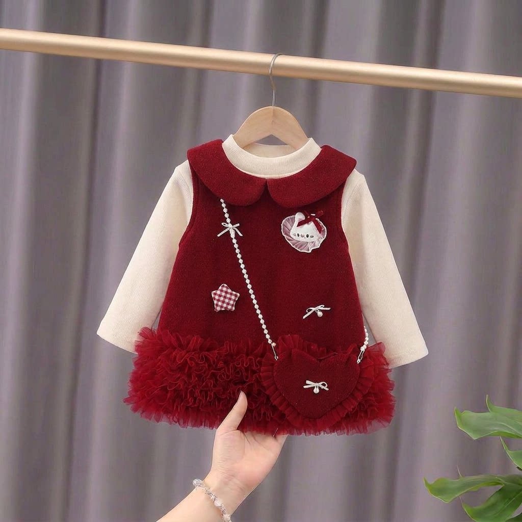 女宝周岁礼服秋冬季一2到3岁半婴儿裙子加绒洋气拜年服女童公主裙