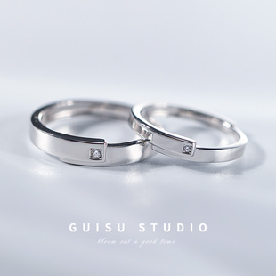 GUISU归素 不期而遇原创设计999纯银情侣对戒足银高级感戒指一对