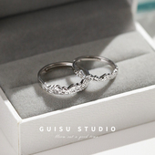 GUISU归素在一起999纯银情侣对戒小众设计高级感戒指一对生日礼物