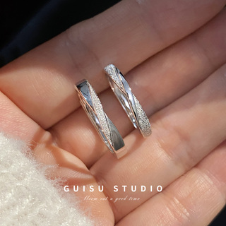 GUISU归素新款满天星999纯银情侣对戒款莫比乌斯纯银戒指一对礼物