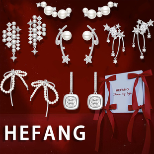 何方气泡蝴蝶结耳环女hefang白月光耳钉流星珍珠耳饰气泡锁骨链