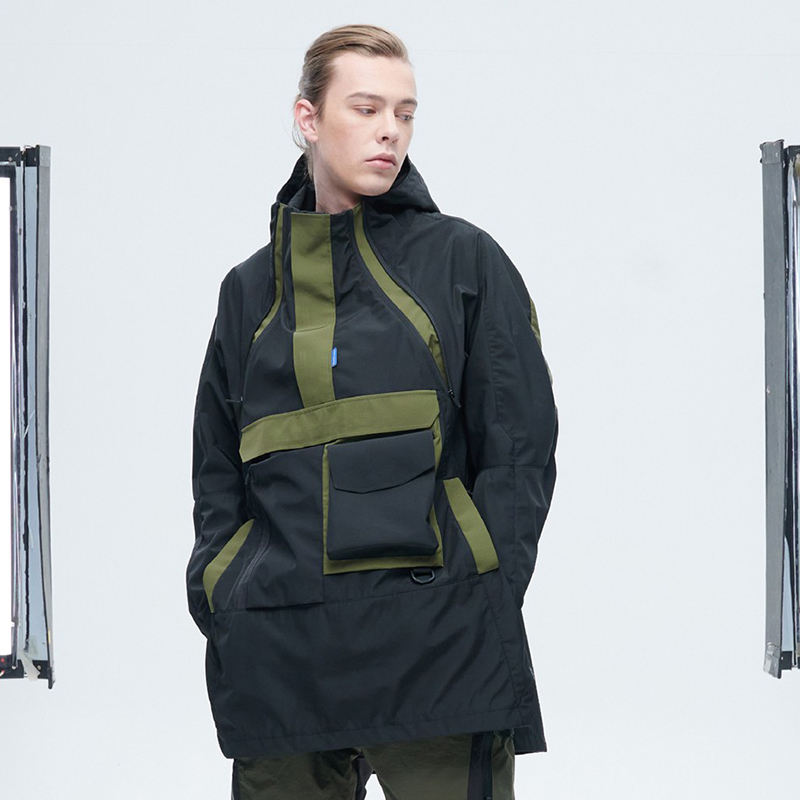 RL防风雪水解构拼接中长冲锋衣