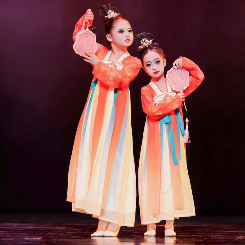 俏扇妆钿演出服儿童古典舞表演服装女中国舞襦裙古风汉服舞蹈服,童装/婴儿装/亲子装,汉服,淘宝优惠券,粉丝福利购,淘宝优惠卷