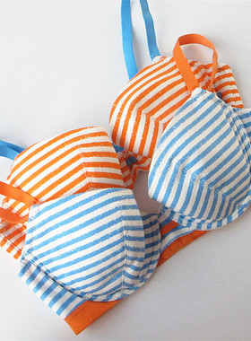 欧系列正品c-12-10-2-2清新条纹棉质薄棉杯胸罩女内衣文胸RA13415