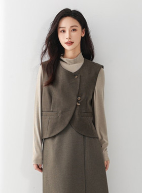 Mixblu麦斯兰专柜正品知性高领打底衫西装马甲两件套女WW133036