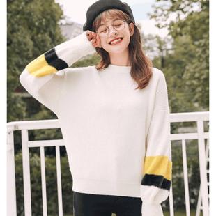 女春秋709D5035 圆领毛衣针织衫 拉系列专柜正品 清新休闲撞色灯笼袖