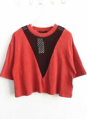 F21正品A-15-4-1-1性感网格圆领短袖女T恤111102