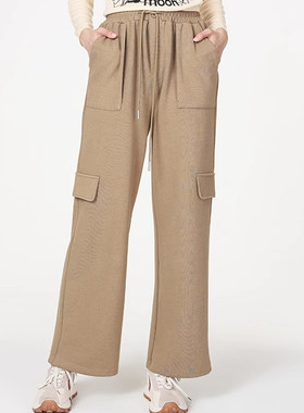 Mixblu麦斯兰专柜正品休闲松紧腰棉质直筒工装裤直筒裤女BX925016