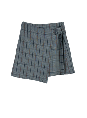 拉系列专柜正品可爱校园风通勤格子不对称飘带短裙半身裙2L000474