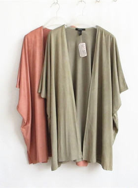 F21正品A-15-4-2-1麂皮绒宽松中袖披肩外套189740