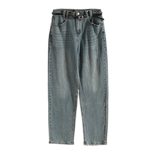 女春秋BXB29003 牛仔裤 Mixblu麦斯兰专柜正品 休闲高腰磨白显瘦长裤