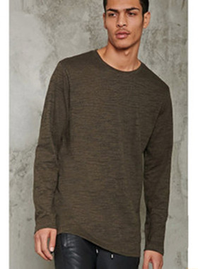 F21系列专柜正品百搭休闲圆领长袖纯色半透棉质T恤男春秋 212705