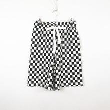 cache正品裤子男友风松紧腰棋盘格棉质短裤显瘦直筒女裤夏7184001