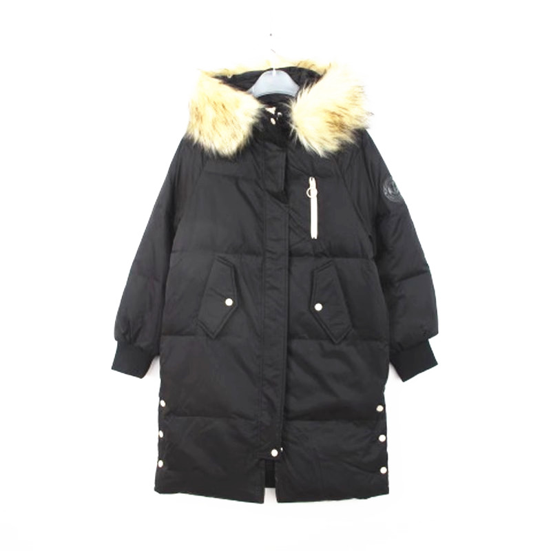 cache休闲过膝长款毛领羽绒服女