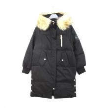 包邮cache正品休闲连帽可卸毛条及膝长款80绒宽松羽绒服女1823008