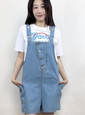 包邮拉系列专柜正品休闲宽松显瘦牛仔裤背带短裤女夏700B4023