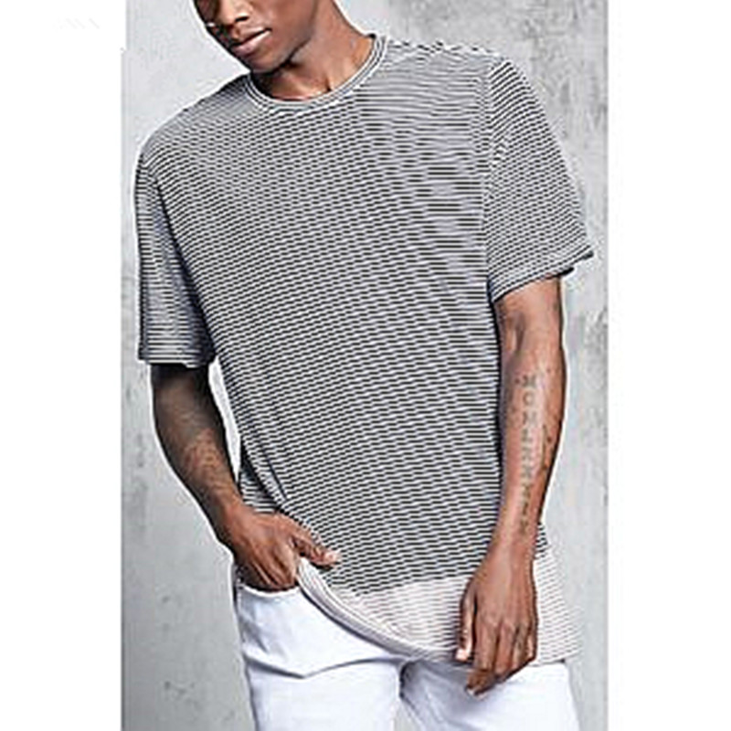 条纹圆领条纹短袖纯袖