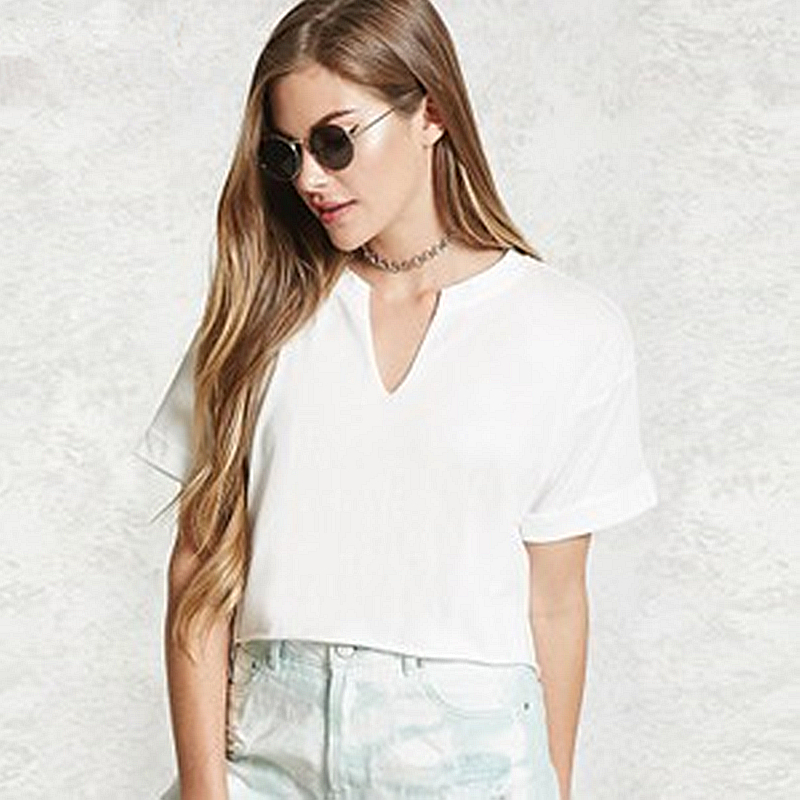 正品休闲领短袖纯色T恤