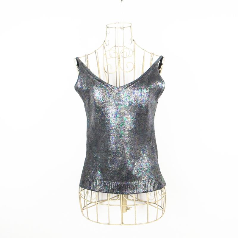 针织修身金属色修身针织背心女