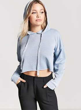 F21系列正品B-9-9-1-3连帽短款内加热女厚卫衣112562