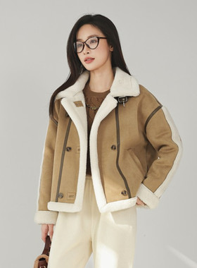 Mixblu麦斯兰专柜正品休闲翻领内加绒宽松厚外套女春秋冬WW124202