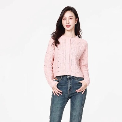 Mixblu麦斯兰专柜正品镂空圆领宽松毛衣针织开衫女春秋冬WXA61809