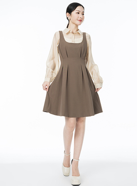 Mixblu麦斯兰正品长袖衬衫背心裙两件套装女夏 WX727386+WX727471