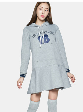 艾格伊品专柜正品可爱连帽内加绒卫衣裙棉质连衣裙春秋 8A0322015