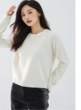 Mixblu麦斯兰专柜正品百搭纯色圆领宽松毛衣针织衫女春秋WXC61911