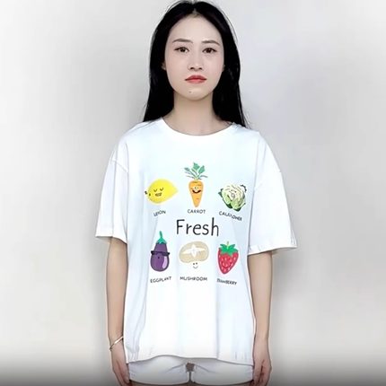 cache专柜正品百搭卡通圆领短袖宽松落肩大白T恤女夏 7669004