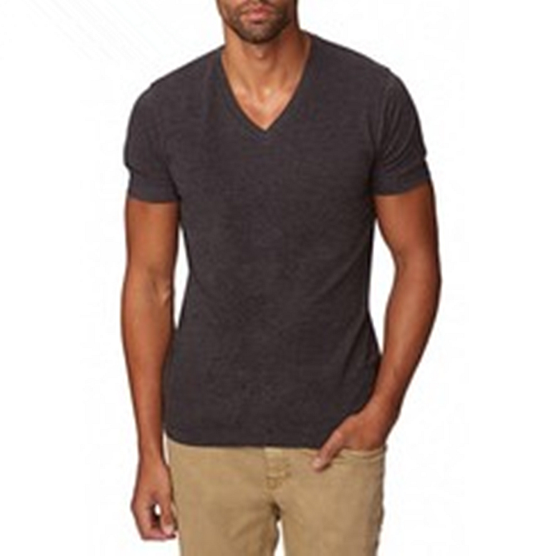 纯色休闲休闲V领纯色T恤