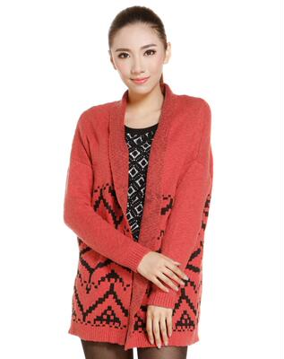 艾格伊品正品中长款外套针织开衫