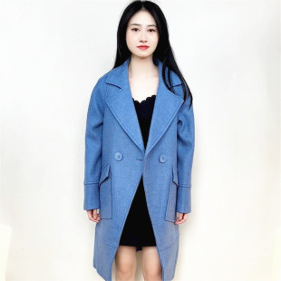 cache专柜通勤高级感长款显瘦过膝大衣秋冬毛呢外套女8817006
