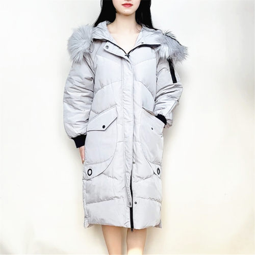 cache宽松长款连帽羽绒服女加厚