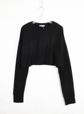 F21系列专柜正品休闲圆领长袖春秋露腰短款卫衣女 301610