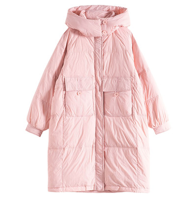 Mixblu麦斯兰专柜正品纯色可拆连帽加厚90绒长款羽绒服女BXB20005