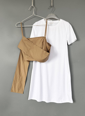 拉系列专柜正品休闲圆领短袖T恤连衣裙两件套装女夏 2P000081