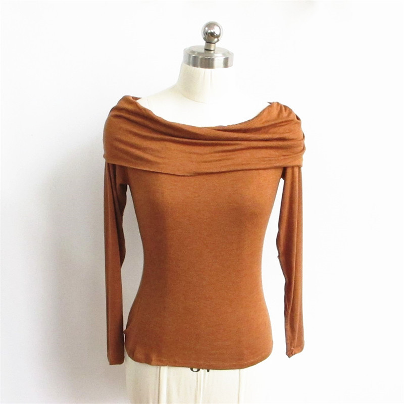 一字领长袖修身春秋T恤