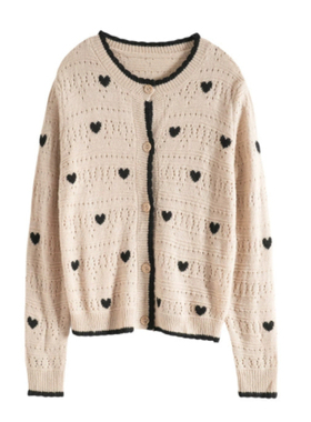 Mixblu麦斯兰专柜正品爱心圆领长袖针织开衫女春秋短外套BX961001