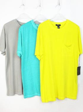 F21专柜正品休闲小清新圆领短袖纯色透气宽松T恤潮男夏122114