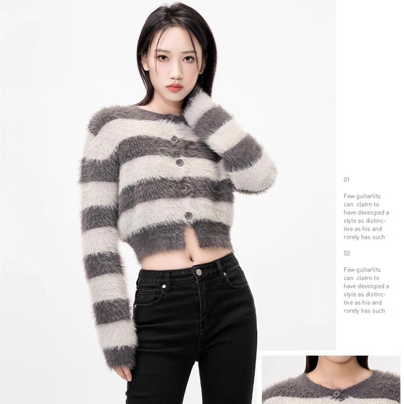 Mixblu麦斯兰专柜正品休闲圆领短款针织开衫春秋短外套女WXB61868