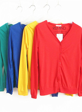 爆款低至9.9元 好俪姿honeys正品长袖V领春秋开衫外套女617120986