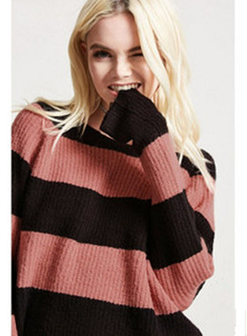 F21系列专柜正品B10-7-2-3破洞宽松针织衫女毛衣厚160954