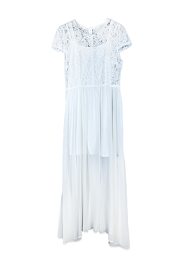 拉系列专柜正品唯美风仙气圆领短袖蕾丝长裙两件套装女夏1T001388