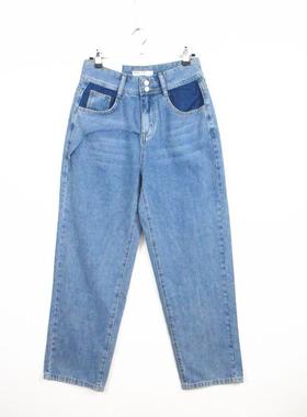 cache专柜正品个性高腰不对称直筒棉质春秋冬显瘦牛仔裤女7110005