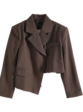 Mixblu麦斯兰专柜正品个性不对称下摆宽松西装外套女春秋BX224002