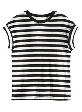 Mixblu麦斯兰专柜正品条纹无袖直筒棉质舒适常规T恤女夏 BX702010