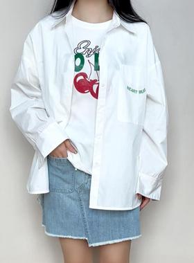 cache专柜正品百搭纯色宽松圆下摆白衬衫女防晒衣22508040002